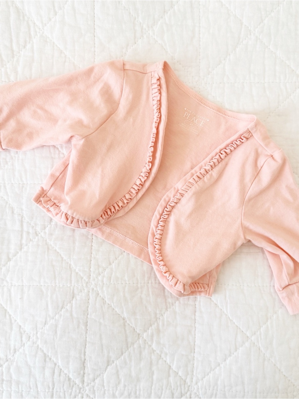 The Children's Place 3T Kids Pink Ruffle Bolero Cardigan